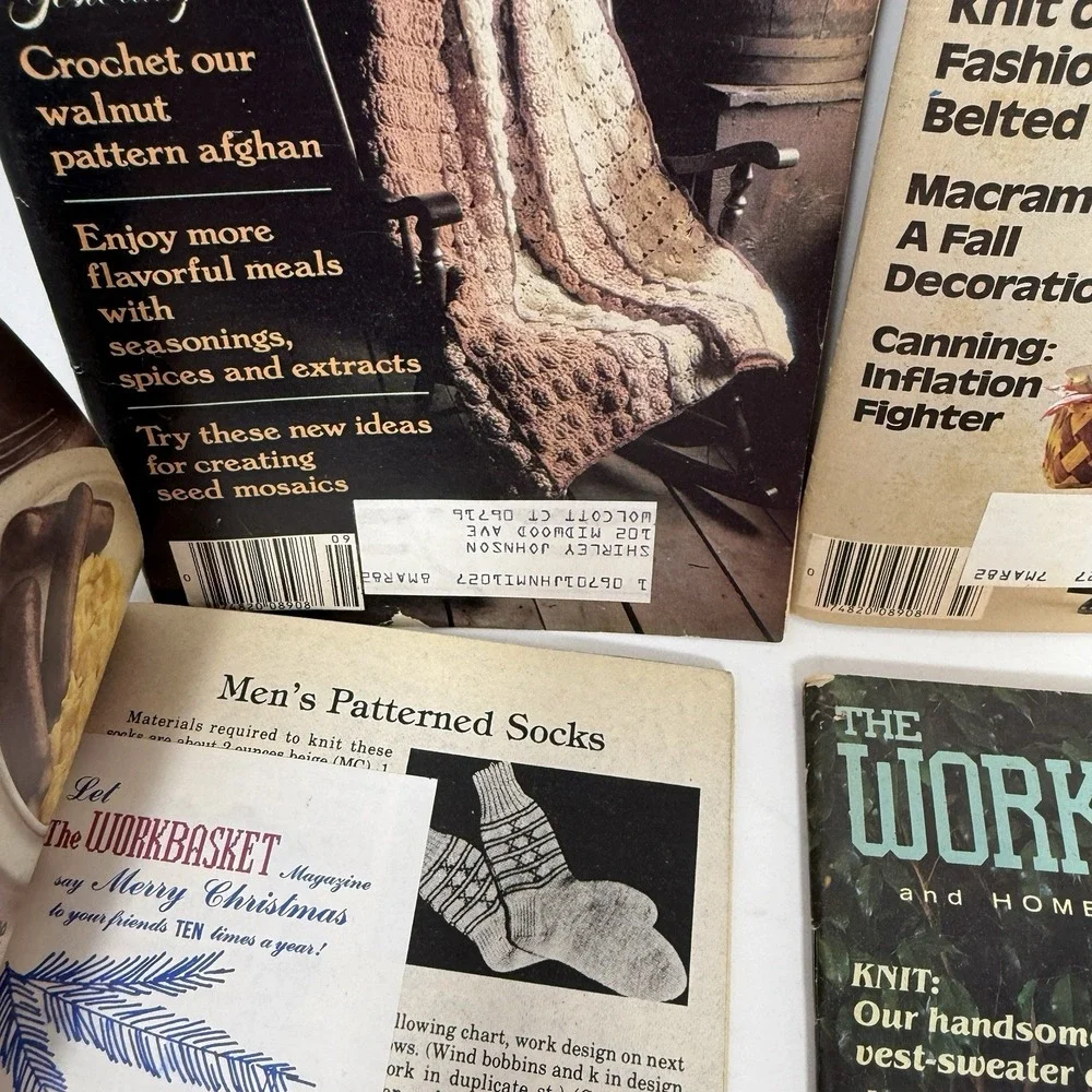 VINTAGE lot of 8 Workbasket and Home Arts magazines, 1970s & 1980
